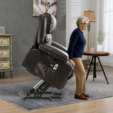 RHHVVR Power Lift Recliner Chair for Elderly, Lay Flat Recliner Chair with Heat and Massage, Electric Stand Assist Leather Lift Lounge Recliner Presents for Family, Dark Brown RHHVVR