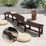Tangkula Patio Curved Bench Set of 4, Carbonized Wood Dining Bench, Spacious & Slatted Seat, 710 LBS Max Load, 2-Person Wood Fire Pit Bench for Backyard, Garden, Porch Tangkula