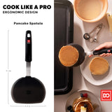 Silicone Turner Pancake Spatula - Nonstick Cookware Safe 600°F Heat-Resistant Flexible & Thin Cooking Flipper for Eggs - Reinforced Stainless Steel Core - BPA Free & Dishwasher Safe by DI ORO di Oro Living