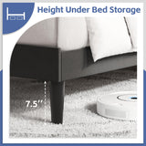 Fluest Queen Bed Frame with Adjustable Headboard, Upholstered Velvet Bed Frame, Platform Bed Frame, Under-Bed Storage, No Box Spring Needed, Easy Assembly, Black Fluest