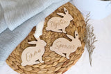 Personalized Easter Bunny Rabbit Basket Tag, Engraved Bunny-Shaped Wooden Placecard Name Tag For Kids Obsidian Home Creations