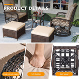 Jolydale 5 Pieces Patio Furniture Set Outdoor Wicker Rattan Swivel Gliders Rocker Patio Bistro Set with Rocking Chairs and Side Table for Deck, Backyard, and Porch, Beige Jolydale