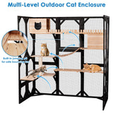 FunXplore 71.1" L Large Cat Catio Outdoor Cat Enclosure Window Acess, Walk-in Cat Cage Cat House for Multiple Indoor Outdoor Cats, Outside Patio 6 Doors Weatherproof Roof FunXplore