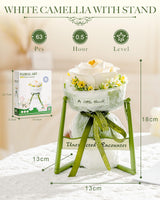 ROBOTIME 3D Puzzle Flower White Camellia AF011 with Stand, Craft Kits for Adults Artificial Flower Kit, Botanical Craft Gifts for Women ROBOTIME