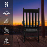 HOMESTEAD Wooden Rocking Chair Outdoor Furniture - Acacia Solid Wood Black Rocking Chair Front Porch Furniture - FSC Certified Hardwood Indoor & Outdoor Adirondack Rocking Patio Rocker Porch Chairs HOMESTEAD