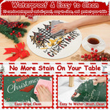 Christmas Placemats Set of 6 Faux Leather Washable Dining Table Mats 13Inch Round Heat Resistant Wipeable Waterproof Placemats for Holiday Parties Dinner Home Kitchen Decor Winter Truck Xmas Tree Mats Lucomb