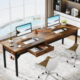 Tribesigns 78.7" Extra Long Computer Desk, [Double Desk] [2 Drawers], Two Person Desk Large Executive Office Desk, Writing Table Study Desk for Home Office, Rustic Brown Tribesigns