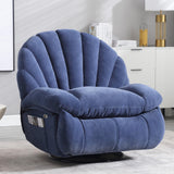 HOMYEDAMIC Power Recliner Chair Rocker Swivel, Comfortable Soft Fabric Shell Shape with Storage 360 Swivel Electric Big Tall Single Reclining Sofa for Adults Living Room Bedroom (ET-Blue) HOMYEDAMIC