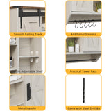 Trironsun Farmhouse Medicine Cabinet 2 Sliding Barn Doors 3 Tier Rustic Wood Wall Storage Cabinet Adjustable Shelf Towel Bar Wall Mounted Bathroom Wall Cabinet (Antique White, 30.71 Inch) Trironsun