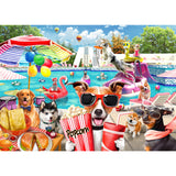 HUADADA Jigsaw Puzzles for Adults 1000 Pieces, Dogs Pool Party Interlock Perfectly No Dust, Home Decors Family Challenge Toys for Men Women Elders Seniors (27.5"x19.6"), 1:1 Poster HUADADA