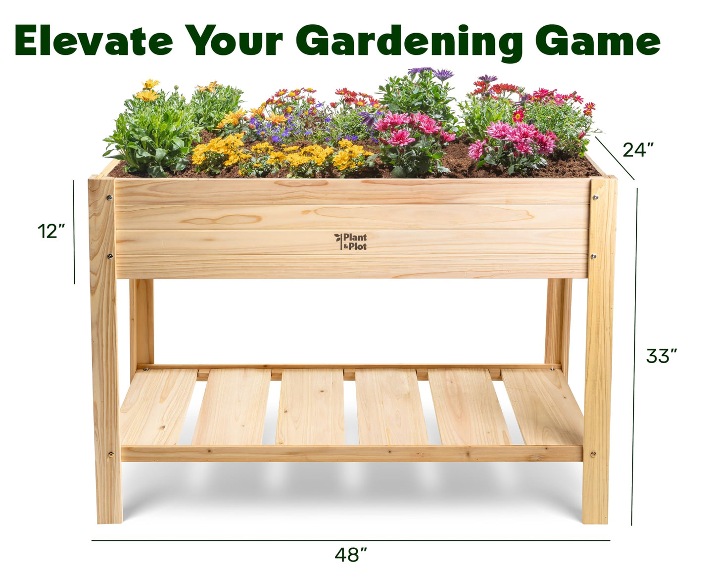 Wooden Raised Garden Bed with Legs for Outdoor // 48×24×33in Elevated Planter Box for Vegetables, Flowers // Large Wood Raised Beds for Backyard Patio Gardening - WoodArtSupply