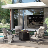 Grand patio 5-Piece Patio Furniture Set with 29-Inch CSA Approved Woodgrain Propane Gas Fire Pit Table Outdoor Rocking Chairs with Gray Olefin Cushions for Dining Party Grand patio