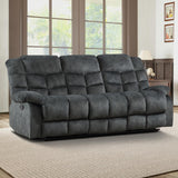 EBELLO Reclining Couch for Living Room, Extra Wide Modern Overstuffed 3 Seat Recliner Manual Sofa Breathable Fabric and Padded Cushion, Grey Green EBELLO