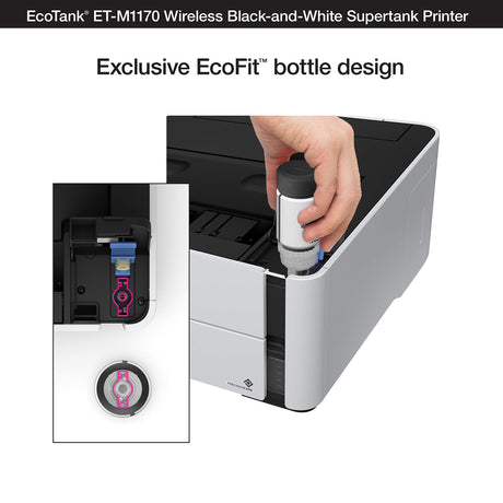 Epson EcoTank ET-M1170 Wireless Monochrome Supertank Printer with Ethernet PLUS 2 Years of Unlimited Ink*,White Epson