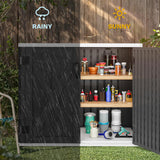 DWVO 35 Cu Ft Storage Shed with Unique X-Shaped Lockable Door, Outdoor Weatherproof Resin Shed Without Shelf for Waste Bins, Bicycles, Gardening & Lawn Equipment, Dark Gray DWVO