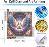 MOMDEDP 5D Angel Diamond Painting Kits for Adults, Angel Wings Flowers Diamond Art Kit for Beginners, Angel Paws DIY Full Round Diamond Art Craft Kits for Adult for Wall Decor 12x12 Inch MOMDEDP