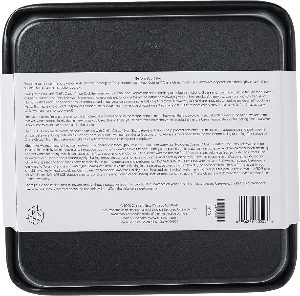 Cuisinart 9-Inch Chef's Classic Nonstick Bakeware Square Cake Pan, Silver Cuisinart