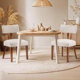 MOJAY Mid Century Modern Dining Chairs Set of 2, Upholstered Linen Fabric Farmhouse Side Chairs with Curved Backrest for Kitchen, Dining Room, Restaurant, or Patio, Off-White MOJAY