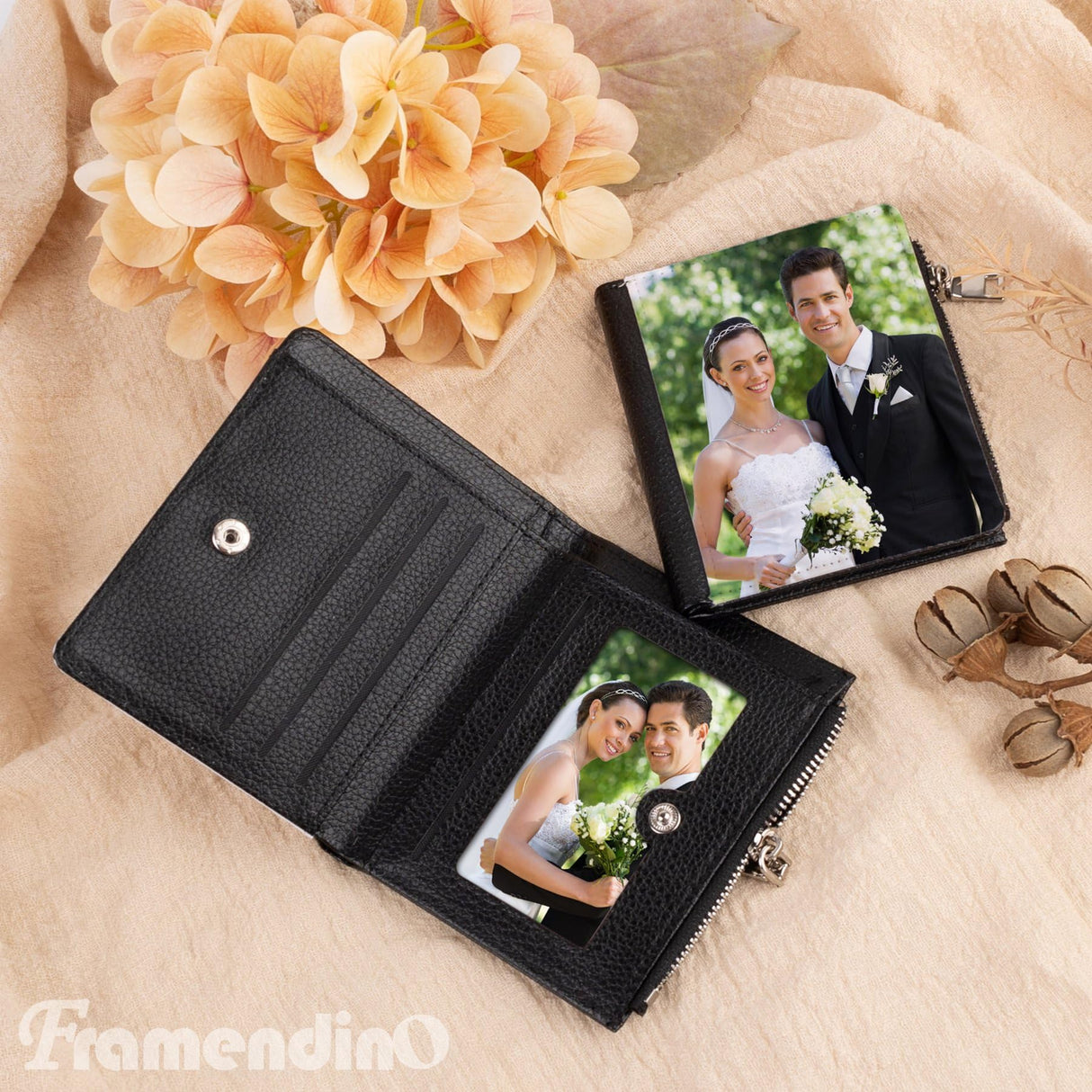 Framendino, 2 Pack Sublimation Wallet PU Leather Heat Transfer Card Holder Sublimation Bank Zipper Snap Wallet for Women Men Framendino