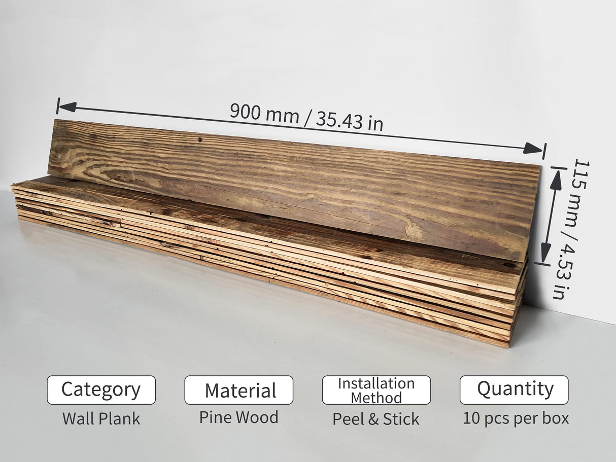 Colamo 10 Reclaimed Wood Planks Peel and Stick Shiplap Boards for Wall, Weathered Barn Wood Paneling Stick on Wooden RV Backsplash, 3D Self Stick Wood Wall Panels for Living Room Bed Room Accent Wall COLAMO