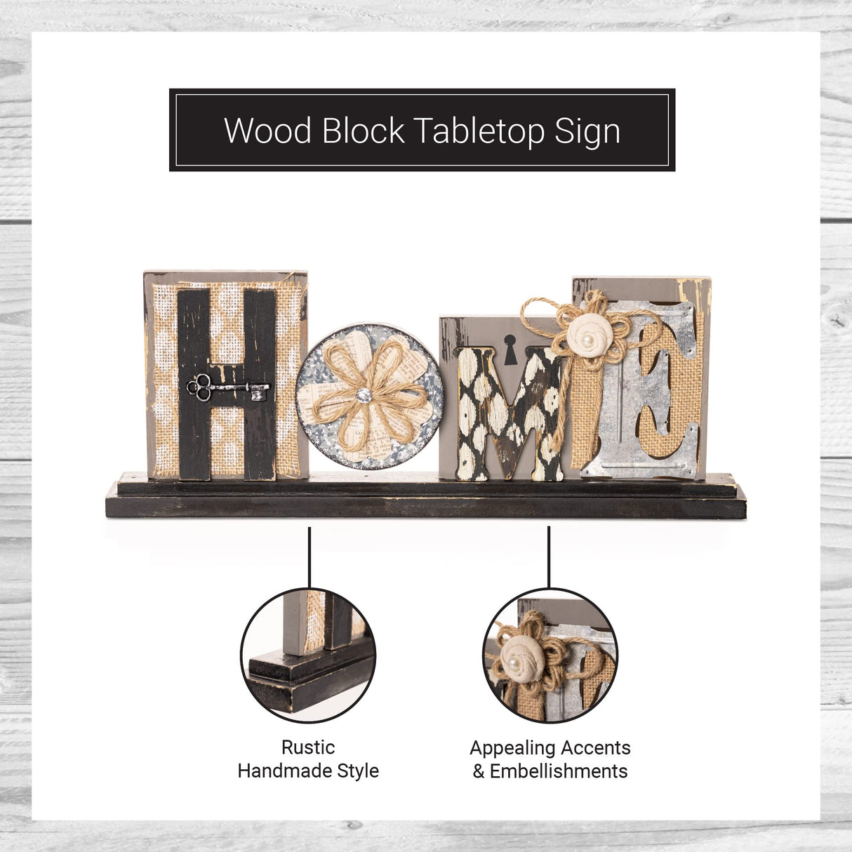 Young's Inc. Wood Block Tabletop Sign - Attractive Living Room Decor - Rustic Centerpiece Table Decorations - Home Decorations for Living Room - 17.5" W x 1.75" D x 7" H Young's Inc
