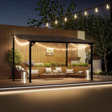 Oakcloud 10' x 12' Outdoor Wall Mounted Gazebo, Patio Lean to Gazebo Pergola with Sloped Roof, Large Heavy Duty Awning for Patio, Backyard, Deck Oakcloud