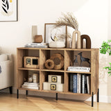 Tangkula 6-Cube Adjustable Bookcase with Metal Legs and Anti-Tip Safety Features in Natural Finish Tangkula