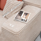 Boneless Modular Sectional Sofa, Cloud Couch with Left Facing Chaise, Oversized Deep Seat, L-Shaped, Soft Corduroy Fabric, Sectional Couch for Living Room -Beige NMXUXMN