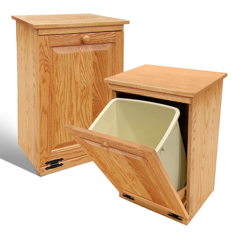 Peaceful Classics Tilt Out Trash Cabinet- Amish Handcrafted Wooden Pull Out , Decorative Trash Bin Cabinet for Kitchen, Bedroom, & Home Patio, Laundry Hamper Cabinet, Golden Oak Peaceful Classics