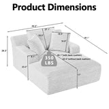 50" Boneless Couch, Oversized Chaise Lounge Sofa, Corduroy Chaise Lounge Chair Indoor with Comfy Pillows for Living Room Bedroom, Foam Filling, No Assembly (Black) Nahenduo