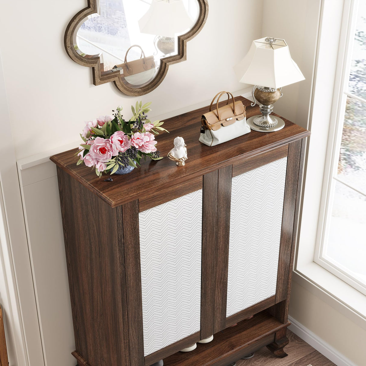 Tribesigns Shoe Cabinet for Entryway, 6-Tier Large Shoe Storage Cabinet with Doors and Adjustable Shelves, Wooden 24-Pair Shoe Rack Organizer Cabinet, Dark Walnut Tribesigns