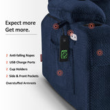 MCombo Oversized Power Lift Recliner Chair for Elderly, Dual Motor Lift Chair with Heat and Massage, Lay Flat Lift Chair for Big and Tall, Cup Holders, Fabric R7891 (Oversize, Navy Blue) MCombo