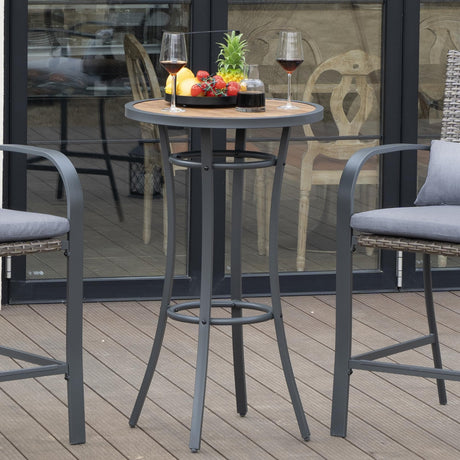 Naga Bahna Outdoor Bar Height Bistro Table, 40-Inch Patio Bar Table Bistro Dining Table Pub Table with Wooden-Like Table Top & Metal Frame Naga Bahna