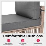 Pamapic 7 Pieces Outdoor Sectional, All-Weather PE Rattan Patio Furniture Set, Outdoor Furniture Set with Washable Cushions Covers, Brown Rattan, Gray Cushion Pamapic