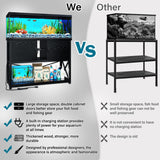 TC-HOMENY 55-75 Gallon Aquarium Stand with Charging Station and Cable Holes, Metal Fish Tank Stand with Storage Cabinet,51" L x 19.5" W Tabletop,1200LBS Capacity, Fit Living Room, Coffee Shop TC-HOMENY