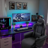 Homall Computer Racing Style Pu Leather Ergonomic Adjusted Reclining Video Gaming Single Sofa Chair with Footrest Headrest and Lumbar Support (Black) Homall