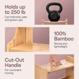 NIFTAKE Kids Step Stool, 250lb Capacity - Sturdy, Safe and Durable, Toddler Step Stool for Toddlers, Bamboo Toddler Stool, Potty Training, Kitchen Wooden Stepping Stool with Auto Light (Natural) NIFTAKE