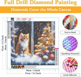 DAZZLEDOTS Diamond Art Kits for Adults, Cat Diamond Painting 5D Diamond Art for Beginners Window Winter DIY Full Drill Paint by Diamonds Dot Christmas Gem Art for Home Wall Decor 13.8x13.8inch DAZZLEDOTS