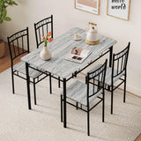 Vipbear Kitchen Dining Table Set for 4, 5-Piece Kitchen Table Set,Dining Room Table Sets,Rectangular Kitchen Table Set with 4 Chairs for Small Space, Dinette,Apartment,Rustic Grey Vipbear