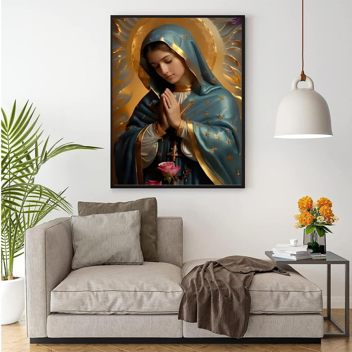 JFYHAB Jesus Diamond Painting Kit, Full Drill 5D Pray Virgin Mary Diamond Dots Arts Crafts Set Religious Belief Diamond Painting with Gem for Adult Beginner Virgin Mary Room Decor 12X16 inch JFYHAB