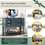 Wood Console Table Sofa Table, 45'' Modern Console Table Sofa Table for Living Room with 2 Drawers, 2 Cabinets and 1 Shelf,Easy to Assemble (Blue) Anwick