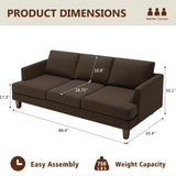 Busaurus 3 Seater Sofa Couch with Deep Seats, 89" Mid Century Modern Upholstered Sofa with Armrests, Comfy Couches for Living Room, Bedroom, Apartment and Office (Brown) Busaurus
