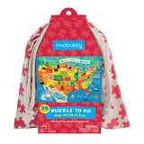 Mudpuppy Map of The U.S.A. to Go Puzzle, 36 Pieces, Ages 3+, Convenient Travel-Friendly Bag, Made with Safe, Non-Toxic Materials Mudpuppy