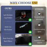 133" Oversized Couches for Living Room Modern Sectional Couch for Living Room Corduroy Boneless Couchs Comfy Cloud Couch Flexible Modular Sectional Sofa (Black, with Cup Holder) KOPSEE