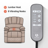 MCombo Power Lift Recliner Chair Sofa with Massage and Heat for Elderly People, Cup Holders, USB Ports, Side Pockets, Faux Leather 7095 (Medium-Regular, Dark Brown) MCombo