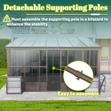 Domi 10x14FT Wall Mounted Sunroom, Wall Solarium with Aluminum PC Sloping Roof, Detachable PC Screen House, Lockable Sliding Front and Side Doors, Outdoor Lean-to Gazebo, Sun Room for Deck Patio domi outdoor living