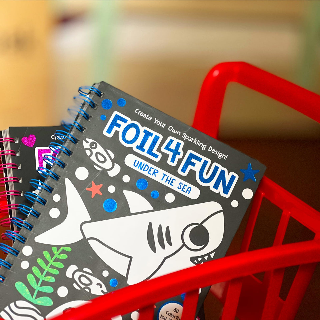 DINO MINI Foil4Fun - Foil Art for Kids - Craft Kits for Kids Ages 4-8 - Includes 16 Foil Art Pages and 16 Coloring Pages - Screen Free Birthday Gifts - Airplane and Travel Activities (Under The Sea) DINO MINI