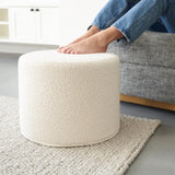 ZICOTO Beautiful Boucle Pouf Ottoman and Foot Rest - Elevate Your Living Room Decor with Lightweight Comfort and Charm - A Round Modern Foam Filled Foot Stool Perfect to Rest Your Feet ZICOTO