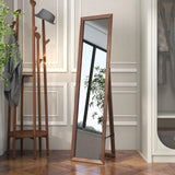 Tangkula Full Length Mirror with Stand, 61" x 14.5" Solid Wood Frame Floor Mirror, Free Standing Full Body Mirror for Living Room, Bedroom, Dressing Room, Cloakroom, Entryway, Brown (61" x 14.5") Tangkula