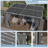 Aoxun Louvered Pergola 12' x 16' Outdoor Aluminum Pergola Adjustable Roof, with Waterproof Curtains and Nets, for Decks, Gardens, Gray Aoxun